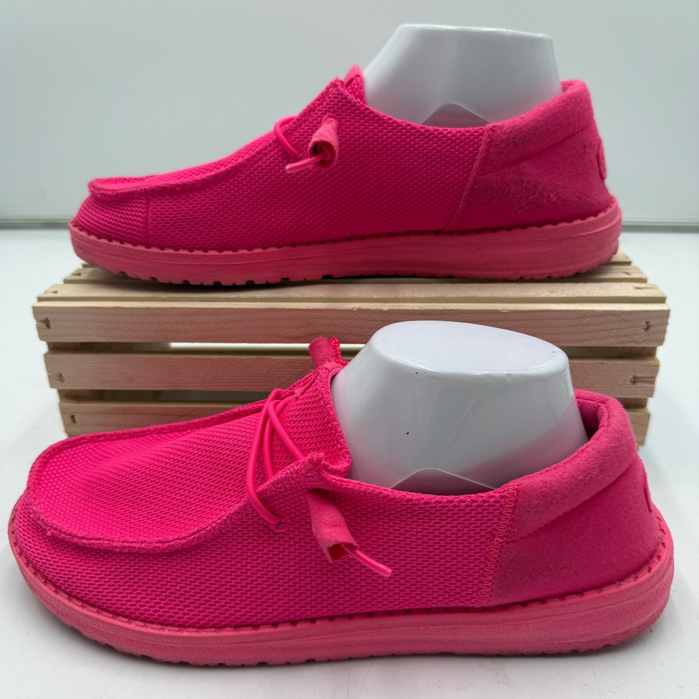 HEYDUDE Wendy Funk Mono Shoes Electric Pink Slip On Casual Women Size 10